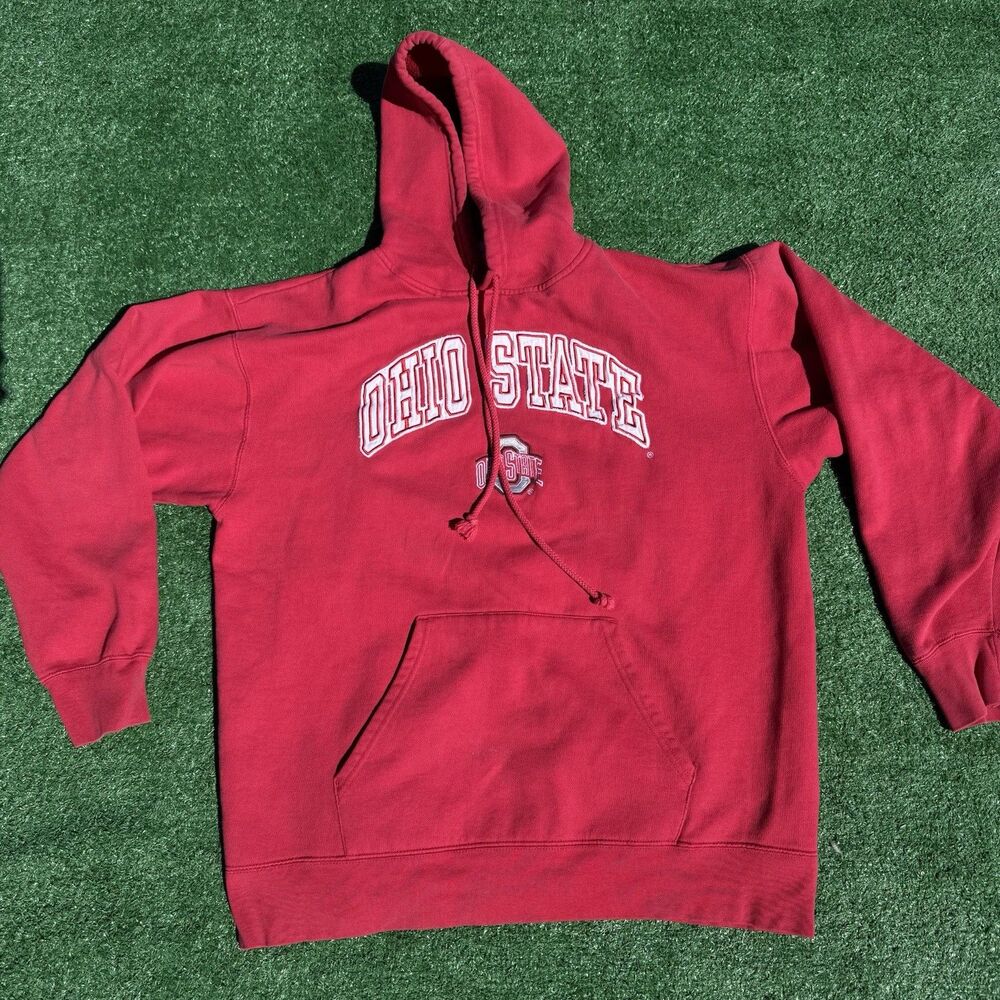 Ohio State Buckeyes Hoodie Mens L Red Sport Attack Spellout Embroidered Pullover